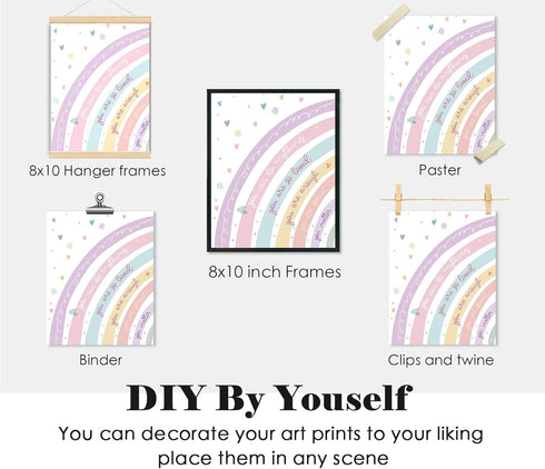 ULEGIE 8x10 Inch Toddler Nursery Girl Kids Room Wall Decor, Boho Rainbow Nursery Wall Decor Poster for Toddler Girls