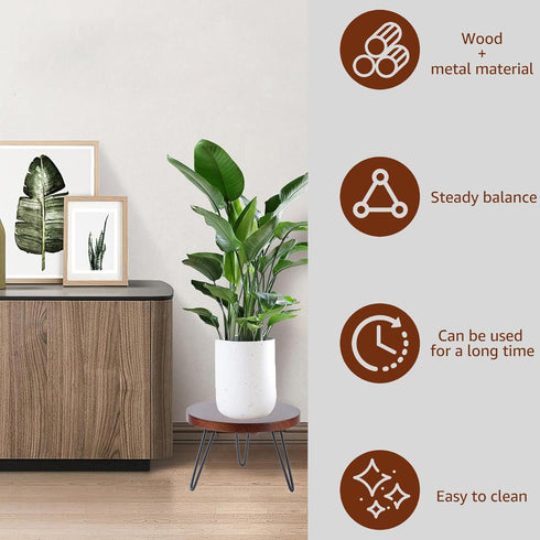 ESEHGS 5-15 Inch Plant Stand Indoor Outdoor, Wooden plant Stool, Mid Century Plant Stand for Indoor Plants, Wood Modern