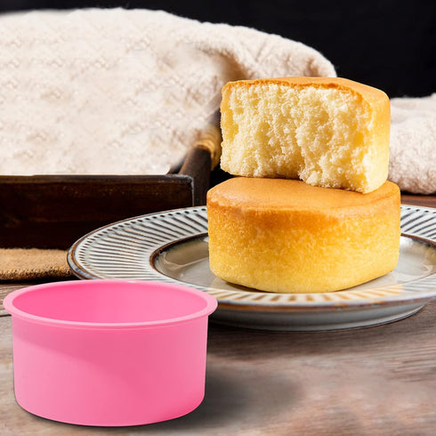 Silicone Mini Round Cake Molds, Set of 6, 4 Inch, Pink