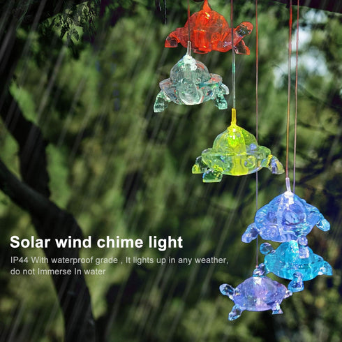 IP44 Wind Chimes Chandelier, Solar Turtles Hanging Lamp ,Wind Chime Pendant Light Waterproof Mixcolor Slow Flashing