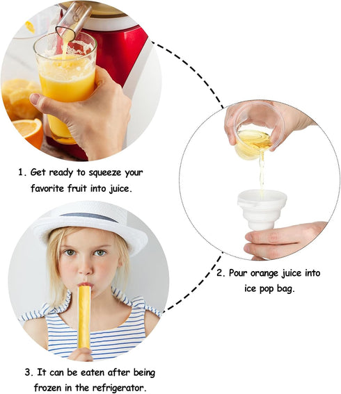 450 3 Smoothies(11 2.16 Inch) Shappy Pcs Disposable Ice Pop Mold Bags with Silicone Funnels Freezer Tubes with Zipper