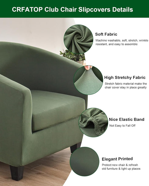 2 CRFATOP Piece Club Chair Slipcover Stretch Barrel Chair Covers Solid Tub Chair Slipcovers Soft Armchair Covers