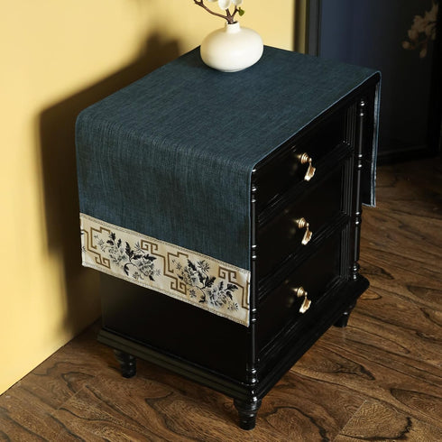 LAVSHOME Room(Blue,43.3" Lx15.7 Embroidered Nightstand Cover Cloth.Anti-Slip End Table Cover Cloth for Bedroom,Square