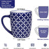 18 OZ Set 6, Schliersee Large Coffee Mugs of Ceramic Mug for Man Woman, Blue White Geometric Floral Porcelain Cup