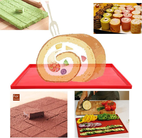 2 Pcs Swiss Roll Cake Mat - Flexible Baking Tray Jelly Roll Pan Silicone Cookies Mold Bakeware