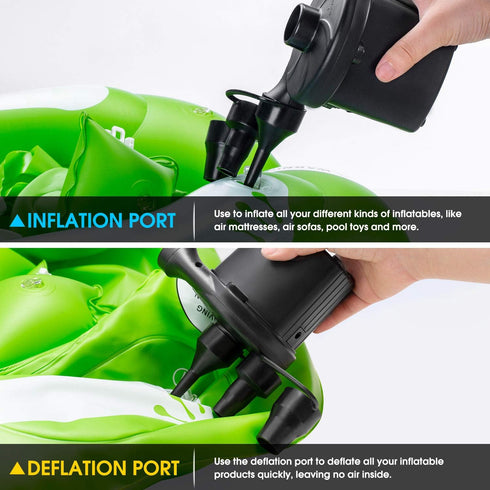 Air Pump for Air Mattress, Quick Fill Inflator Deflator for Inflatables, Perfect for Camping, Pool, Boat