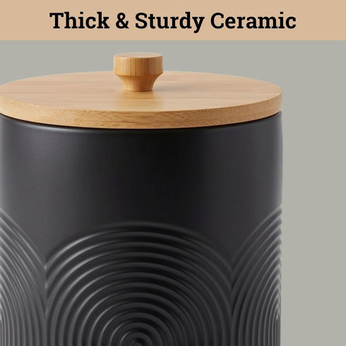 Countertop Set 3 Set Ceramic Kitchen Canisters for of with Airtight Bamboo Lids - Black Kitchen Canisters with Airtight