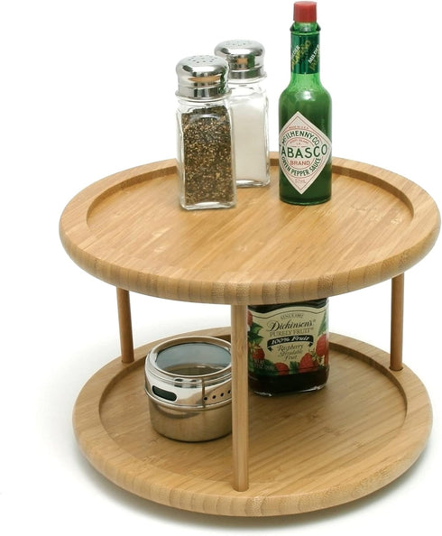 Lipper International 8302 Bamboo Wood 2-Tier Kitchen Turntable; 10"