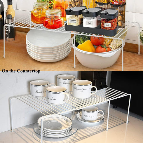 Expandable Cabinet Storage Organizer Shelf, Freezer Shelf, Kitchen Cabinet Pantry Spice Rack, 2 Sets