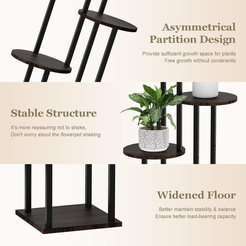4 Tier Plant Stand Indoor, Metal Wooden Tall Plant Shelf Flower Pot Stand for Multiple Plants, Corner Flower Holder