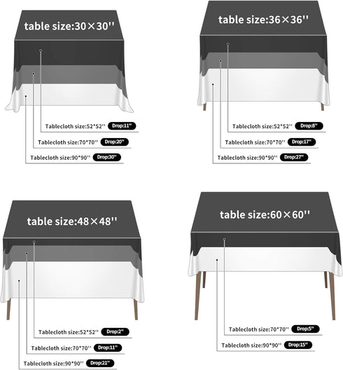 Cupuamon Square Tablecloth 52x52 inch Washable Polyester Fabric for Wedding Party Dining Banquet Decoration (Black)