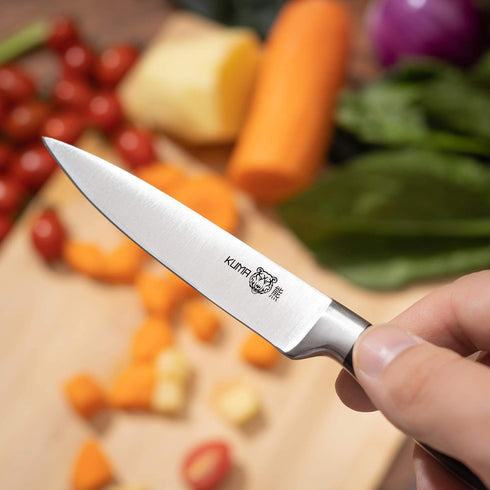 KUMA 3.5 Inch Paring Knife, Pro Bolster Japanese Profile Kitchen Knife for Detailing, Stainless Steel Vegetable & Fruit
