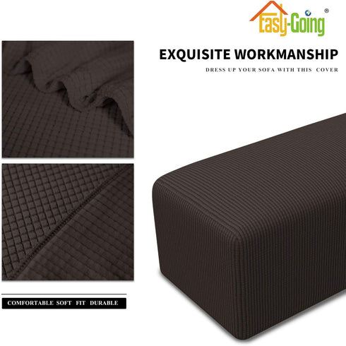 Easy-Going Stretch Ottoman Cover Folding Storage Stool Furniture Protector Soft Rectangle slipcover with Elastic