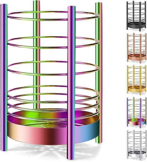 Rainbow Kitchen Utensil Holder for Counter, Stainless Steel Crocks with Rainbow Titanium Coating, Easy Cleaning