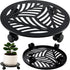 1 Packs Large Metal Plant Caddy with PU Wheels 13" Heavy-Duty Wrought