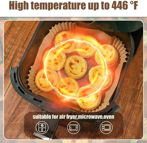 7.5 Inch Air Fryer Parchment Paper Liners, 150 Pcs Non-stick Disposable Liners for 2-5 QT Frying, Baking