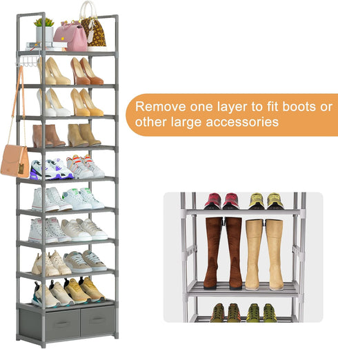 Closets,Shoes (10 2 1 OYREL Shoe Rack, Sturdy Metal Shoes Rack Organizer,Narrow Shoe Rack,Shoe Racks for Rack,Shoe