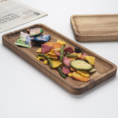 Acacia Wood Bathroom Vanity Tray, 13.8 x 5.5 x 0.8 inch Counter Tray, Toilet Tank, Charcuterie Snack Serving Board