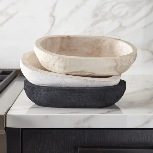 12 7.5-Inch, Santa Barbara Design Studio TableSugar Paulownia Wood Dough Bowl, x Black