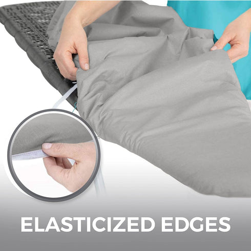 HOME GENIE Ironing Board Cover, Silicone Coating, Full Size Scorch Resistant Padding, Heavy Duty Silver Covers