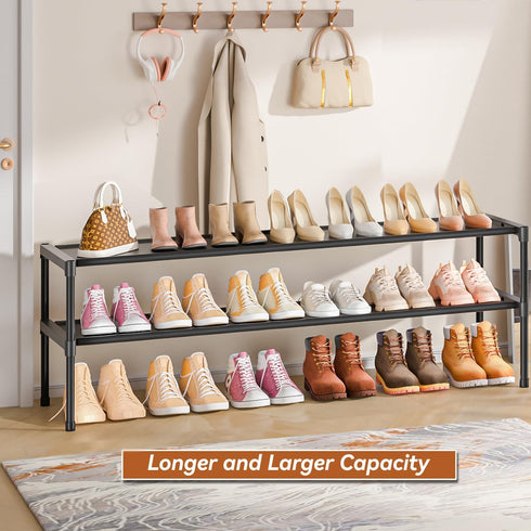 2 Closet LUKYTOWER Extra Long Shoe Rack Tier Shoe Storage Organizer Wide Stackable Shoe Organizer Racks