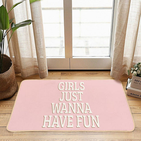 Pink Welcome Mat Bath Mats for Teen Girls, Front Door Mat for Home Kitchen Bathroom, 30 x 16 Inch