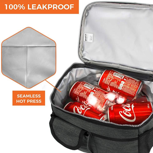 OPUX Lunch Box for Men, Insulated Lunch Bag, Dual Compartment Lunchbox for Work, Leakproof, Dark Gray