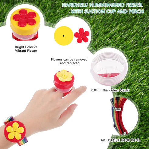 Zopeal 4 Pieces Hummingbird Wrist Feeder - Outdoor Hand Feeder with Adjustable Strap, Mini Hand Feeding Tools