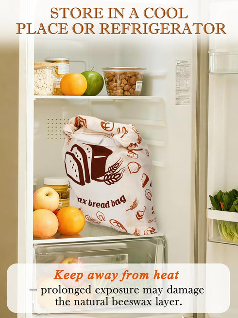 13''x16.7'' 1 Natural Beeswax Bread Bags with Sealing Zipper - Reusable Sourdough Storage Wraps for Homemade Bread