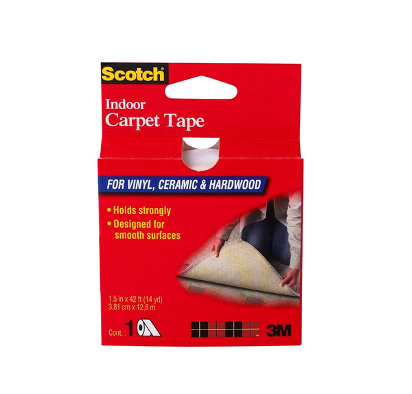 Scotch Carpet Tape for Indoor Use, 1.5 inches by 14 Yards, CT2010, for Vinyl, Ceramic & Hardwood, 1 roll