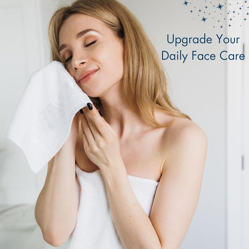 Set 6 of Luxury Wash Cloths for Your Face Viscose Bamboo & Turkish Cotton, White Wascloths