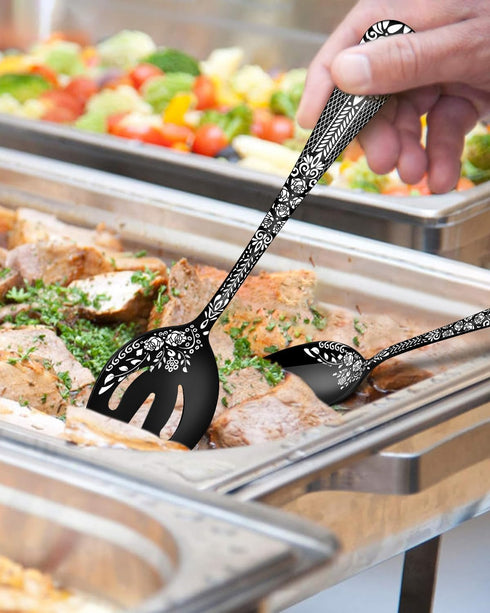 EUIRIO 5PCS Serving Utensils Set, Includes Large Serving Spoon, Slotted Serving Spoon, Serving Fork, Sugar Spoon &