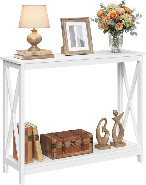 ZENY Console Table, Entryway Table, Narrow Sofa Table with 2-Tier Shelves, Entrance