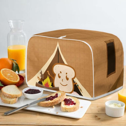 chaqlin Toaster Covers, 2 Slice Wide Slot, Cute Brown Toast Print, Machine Washable Bread Maker Cover