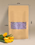 50pcs Kraft Bags with Window, 4.7x7.8 Inches Brown Reusable Zip Lock Food Storage Pouches