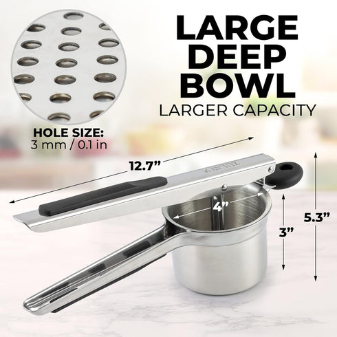15oz Zulay Kitchen Large Potato Ricer, Heavy Duty Stainless Steel Potato Masher and Ricer for Mashed Potatoes, Mashed