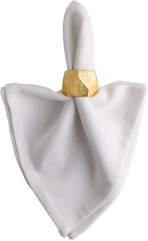 DII Decorative Geometric Napkin Ring Set - Triangle Band Gold, 6 Count