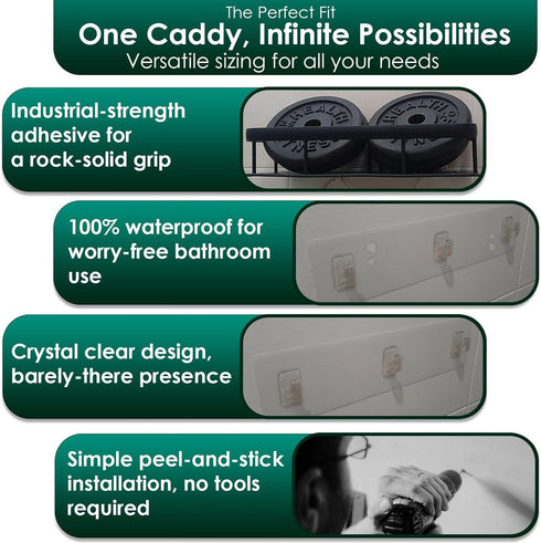 2 Pack Shower Caddy Adhesive Strips - Replacement for Shower Shelf
