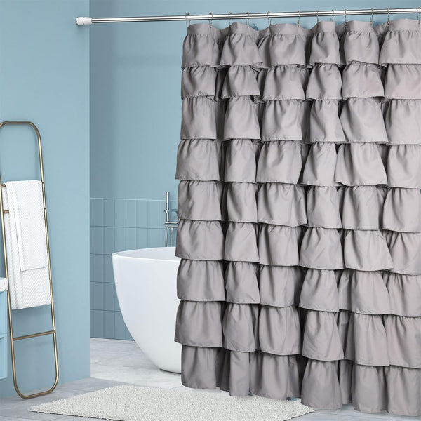 Handmade Ruffle Shower Curtain Shabby Chic Shower Curtain for Bathroom Soft Cloth