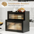 AUGOHCMIL Countertop, Bread Box for Kitchen Large Bamboo Bread Storage Container with Double Layer, Bread Holder