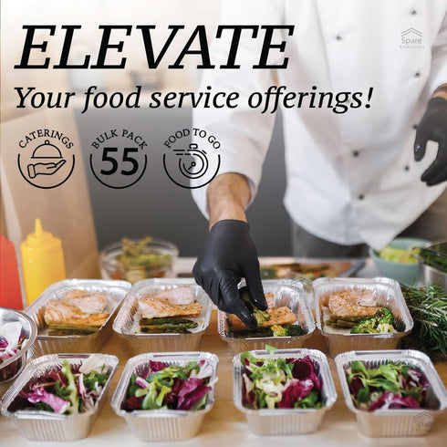 Spare Essentials 1 Lb Aluminum Pans with Lids (55 Pack) - Disposable Baking Foil Containers for Takeout Food