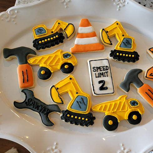 Construction Cookie Cutter Set - 9 Piece, 3 Inches, Excavator, Digger, Dump Truck, Tools for Kids Party