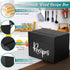 Recipe Box, Wooden Organizer with 50 Recipe Cards 4"x6" & 6 Dividers, Write in Your Own Recipes