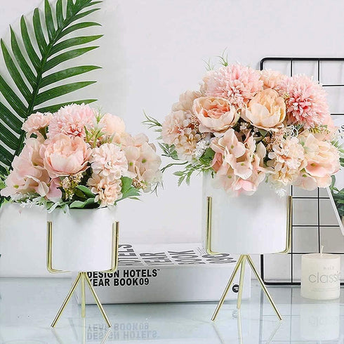 OHYGGE Tribe Glare Artificial Flower Silk Peony Bouquets, Set of 2 Hygrangea Carnations for Table Wedding Home
