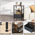 Side Table with Charging Station, Nightstand with Adjustable Fabric Drawer, Bedside Table for Bedrooms, Living Rooms