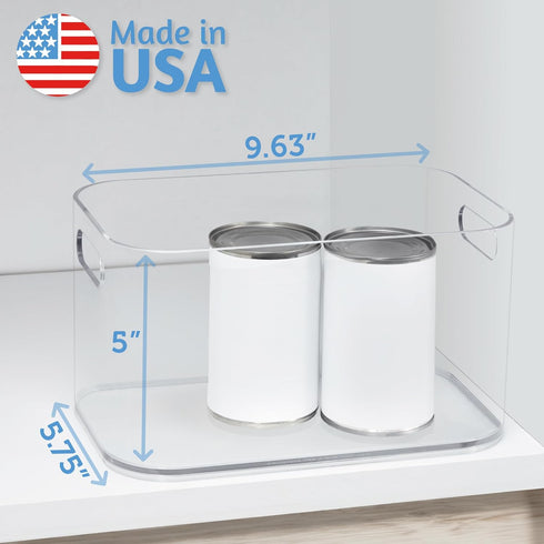 STORi Bliss 10" x 6" Open Clear Pantry Organizer Bin, Plastic Containers with Handle for Kitchen, Fridge, Bathroom