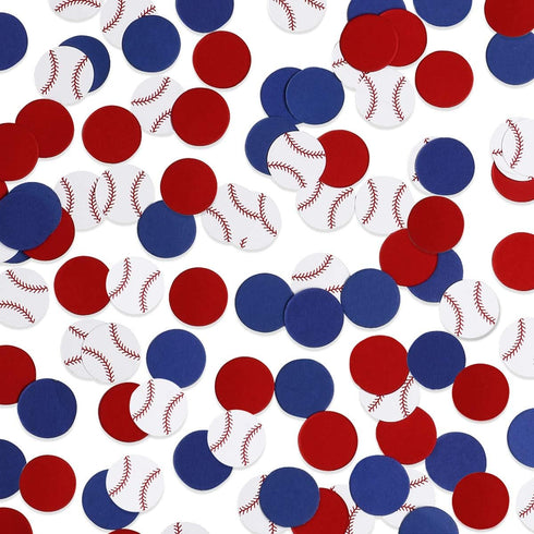 Red&Blue&White 100Pcs Baseball Confetti, Baseball Party Table Decorations for Baby Shower Birthday Party Supplies