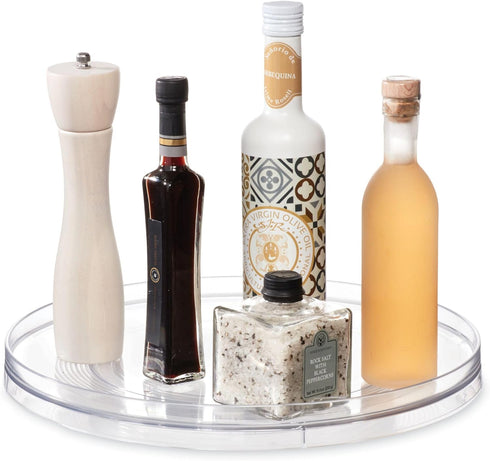 iDesign Recycled Plastic Lazy Susan Turntable Organizer, Clear, The Linus Collection – 14” x 1.75”