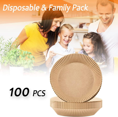 100 PCS Disposable Air Fryer Liners - Parchment Paper Sheets for Air Fryer Basket, Round Baking Accessories