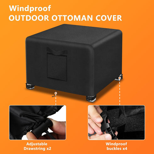 2Pcs-22 22" 18" 600D Kovshuiwe L x W x H Outdoor Patio Ottoman Cover, Waterproof, Heavy Duty Outdoor Furniture Cover